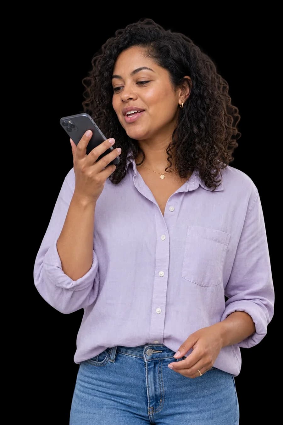 Nudge campaign artwork of a woman capturing a thought on her phone