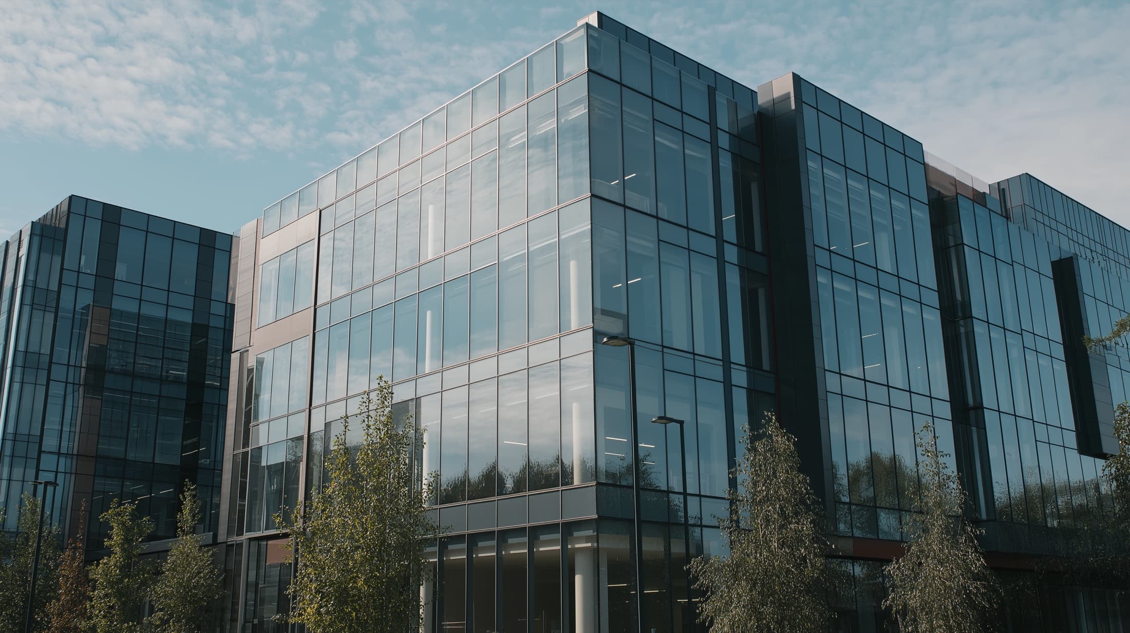 Glass architecture from Tracer's visual identity