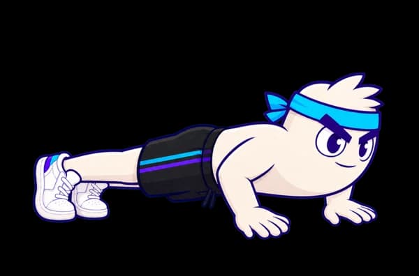Buster at the middle position of a push-up
