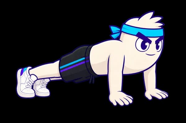 Buster at the top position of a push-up