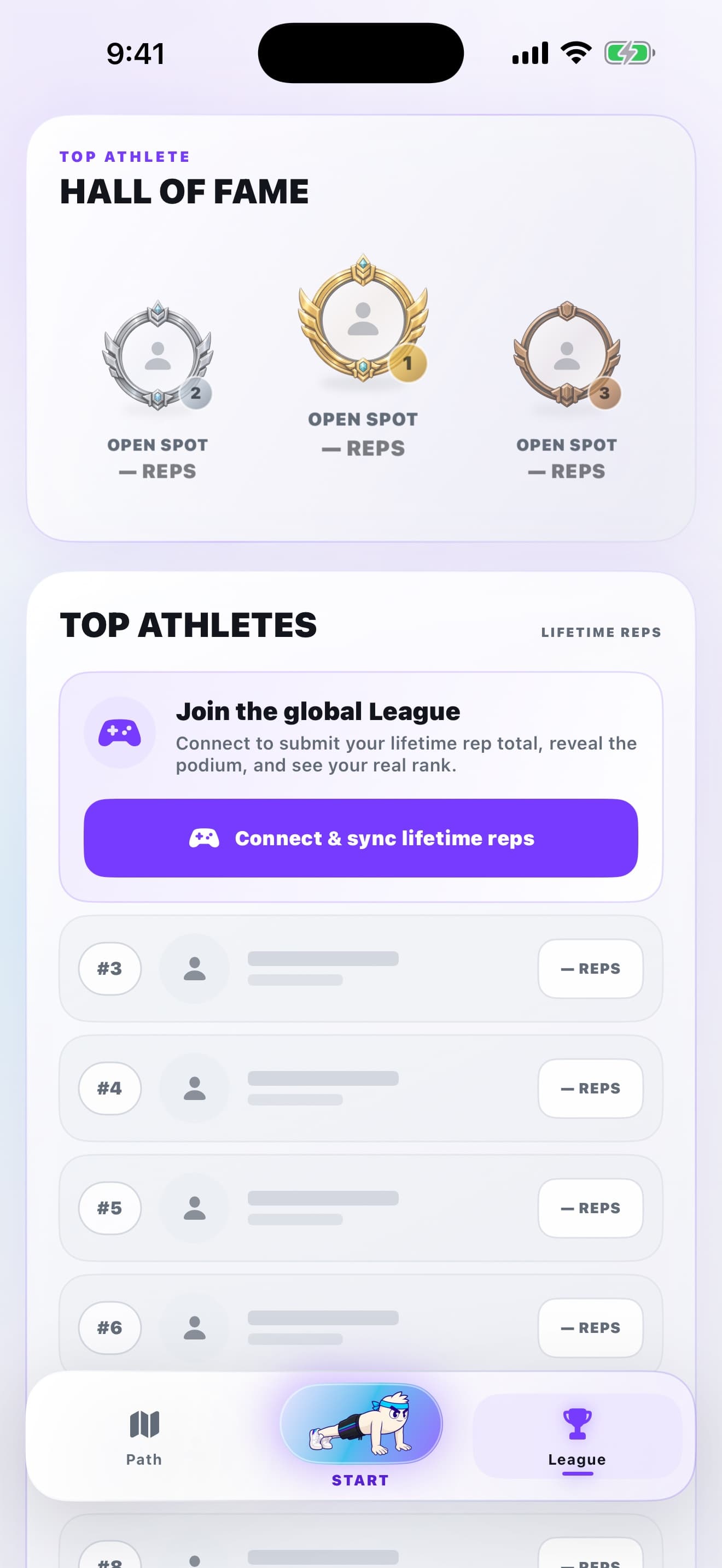 PushedWorld League screen inviting the user to connect Game Center