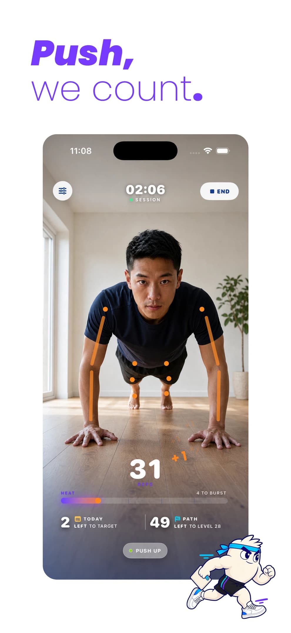 Push, we count: hands-free camera tracking