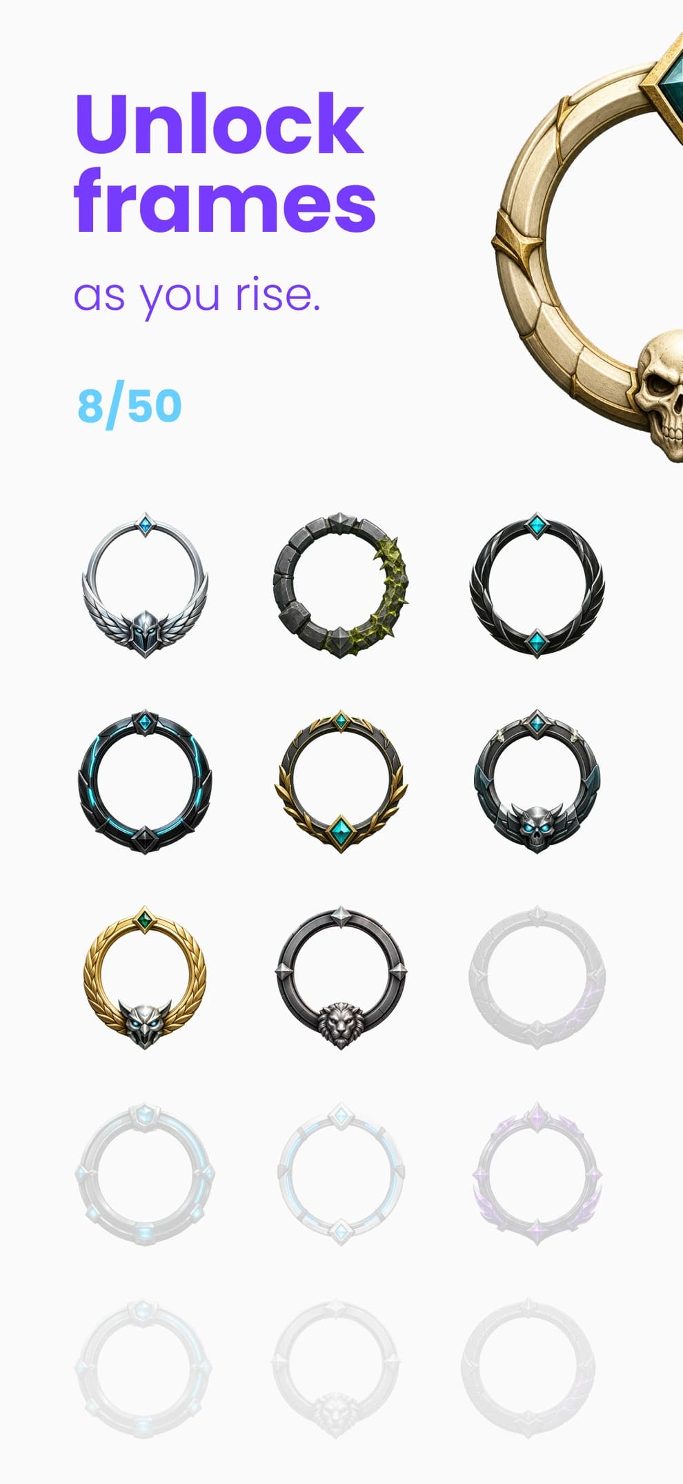 Unlock profile frames as you rise